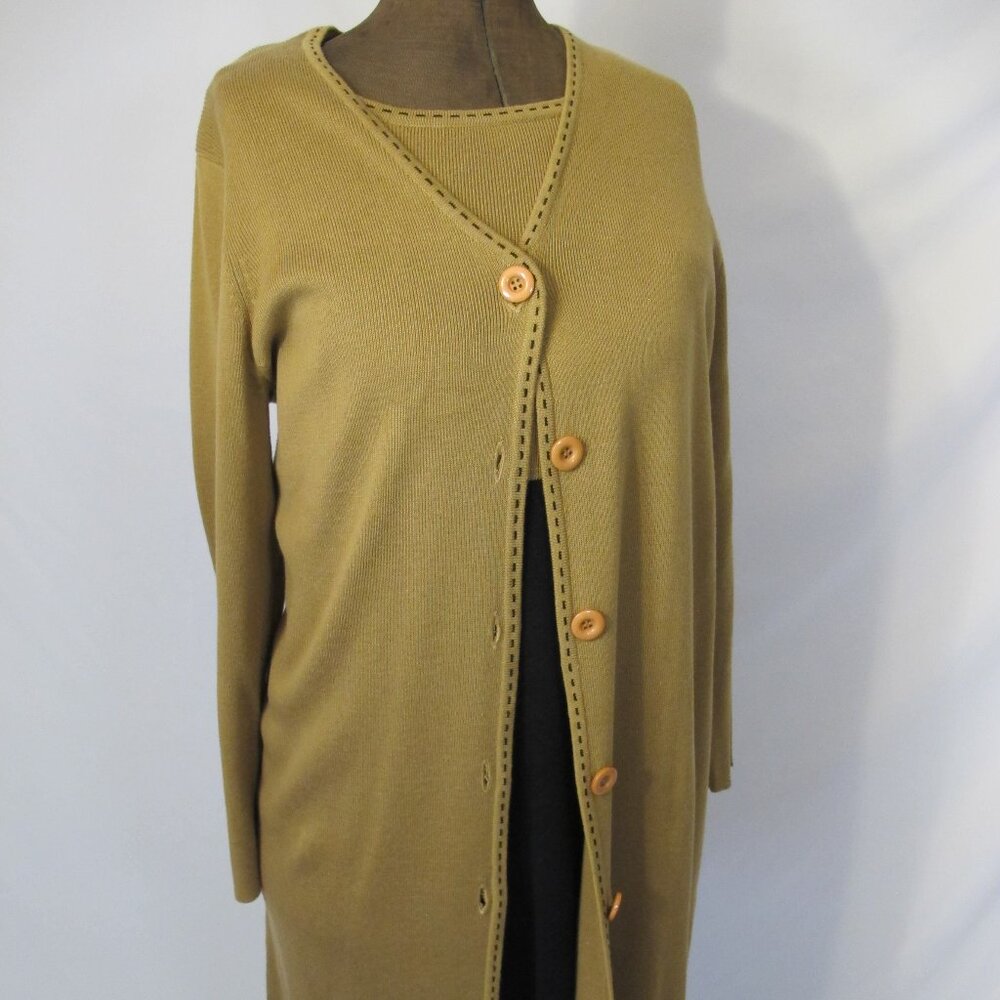 Coldwater Creek tan and black cotton-blend sweater dress with jacket  XL